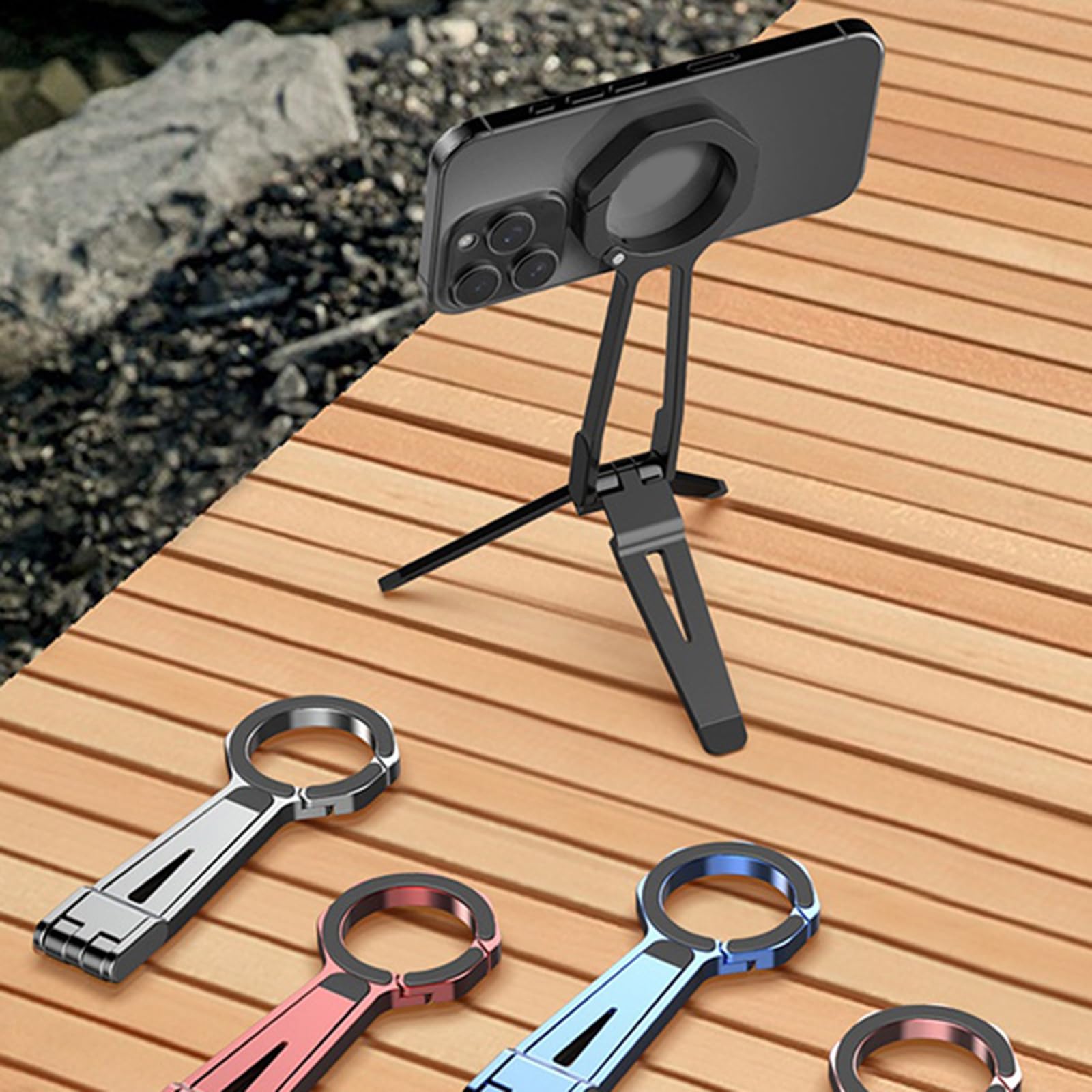 Treppiede magnetico del supporto del telefono Rack 360 Rotazione Regolabile Molla Clip per Smartphone Tablet Video Fotografia
