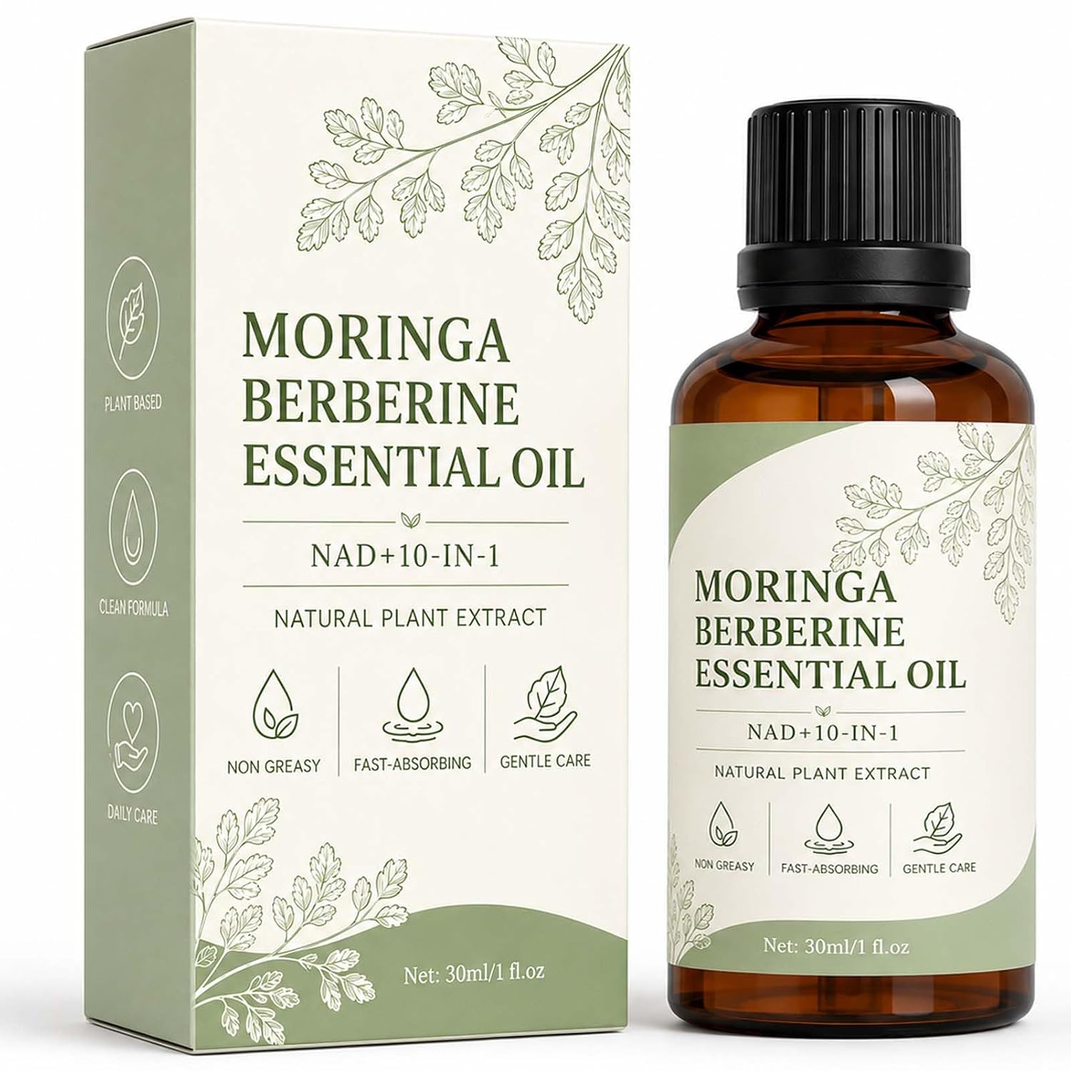 Moringa Berberine Oil - Daily Support Essential Oil for Belly, Waist, Thighs & Arms, Fast Absorbing Non-Greasy Formula (2Bottle)