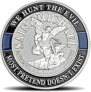 Thin Blue line Saint Michael Law Enforcement Challenge Coins - Inspirational Gift for Law Enforcement Officer