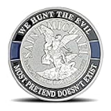 Thin Blue line Saint Michael Law Enforcement Challenge Coins - Inspirational Gift for Law Enforcement Officer