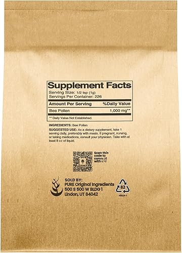 Miniatura 9 de PURE ORIGINAL INGREDIENTS Polvo de polen de abeja, 1 libra, sin rellenos, suplemento sin diluir