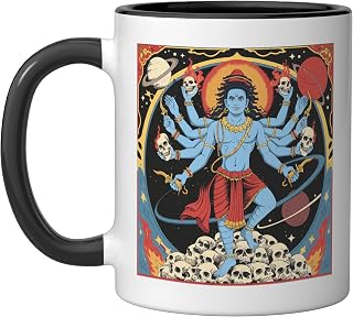 Kali Hindu Goddess Hinduism Deity God Spiritual Zen Yoga Ceramic Mug, Black/White