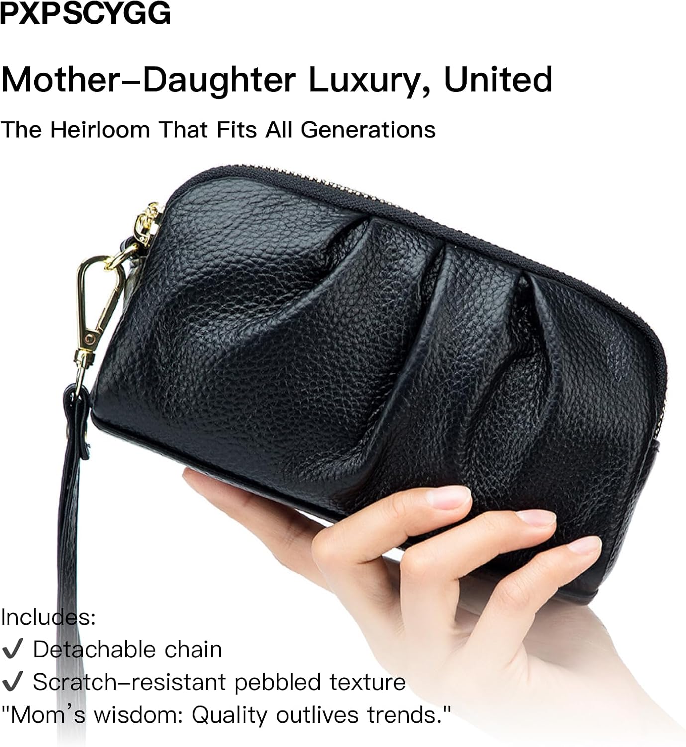 Genuine Leather Wristlet Wallets for Women | Ruched Clutch Design, Stylish Wristlet Purse