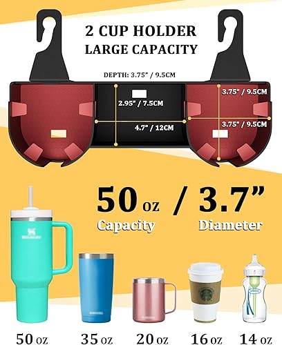Miniatura 2 de Soporte para portavasos de asiento trasero de automóvil de 3.7 pulgadas con organizador, organizador de respaldo de asiento 4 en 1 de alta capacidad