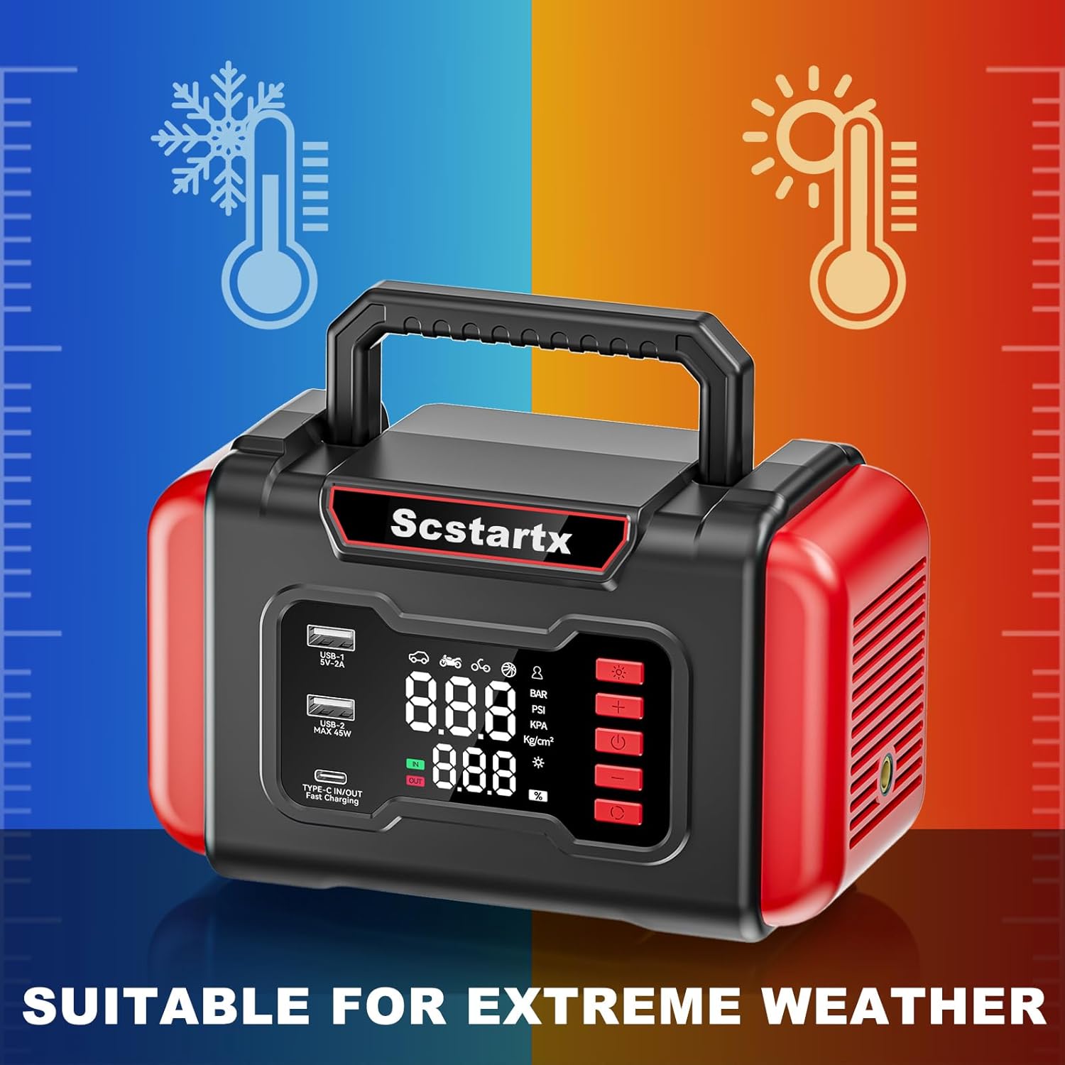 Portable Car Jump Starter Air Compressor, 4000A Peck 150 PSI Cordless Tire Inflator Battery Pump Rechargeable 12 Volt, Air Pump for Auto, Motorcycle, Bicycle, Balls with LED Light