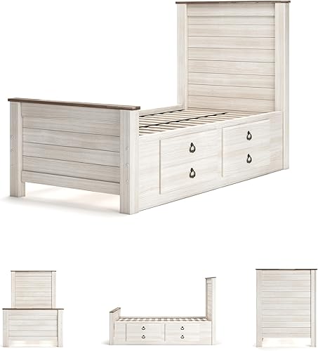 Miniatura 42 de Ashley Furniture Signature Design - Cabecero de panel completo Willowton – Estilo Contemporáneo – Tamaño Queen - Color Blanco.