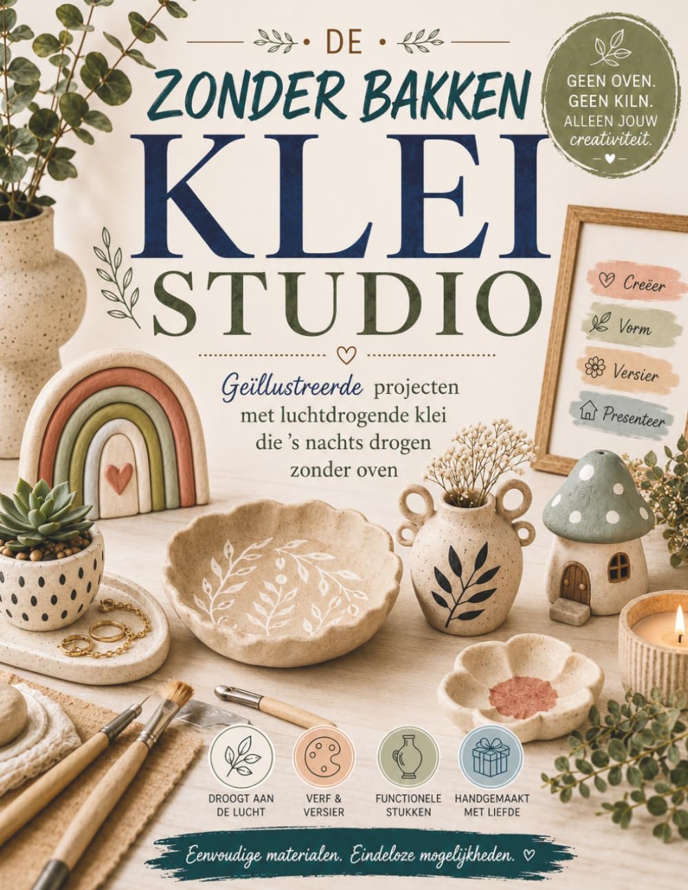DE ZONDER BAKKEN KLEISTUDIO: Geïllustreerde projecten met luchtdrogende klei die 's nachts drogen zonder oven