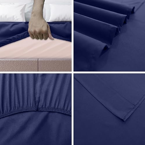 Miniatura 10 de Homes Perception Juego de sábanas King  Juego de ropa de cama de 4 piezas, sábanas de microfibra cepillada, bolsillos profundos de 16 pulgadas