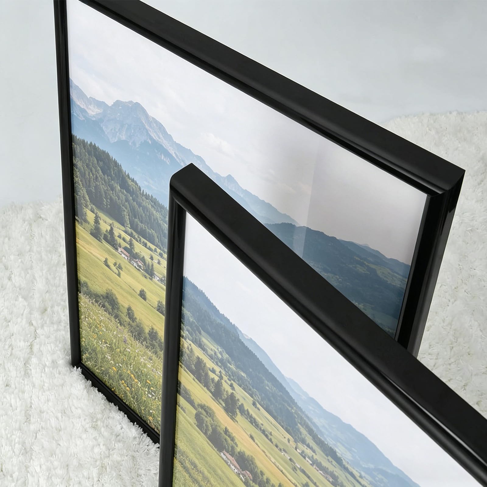 Alishomtll Juego de 5 marcos de fotos DIN A3, 29,7 x 42 cm, marco de fotos de plástico, juego de marcos de póster de plexiglás irrompible para colgar varias fotos, color negro