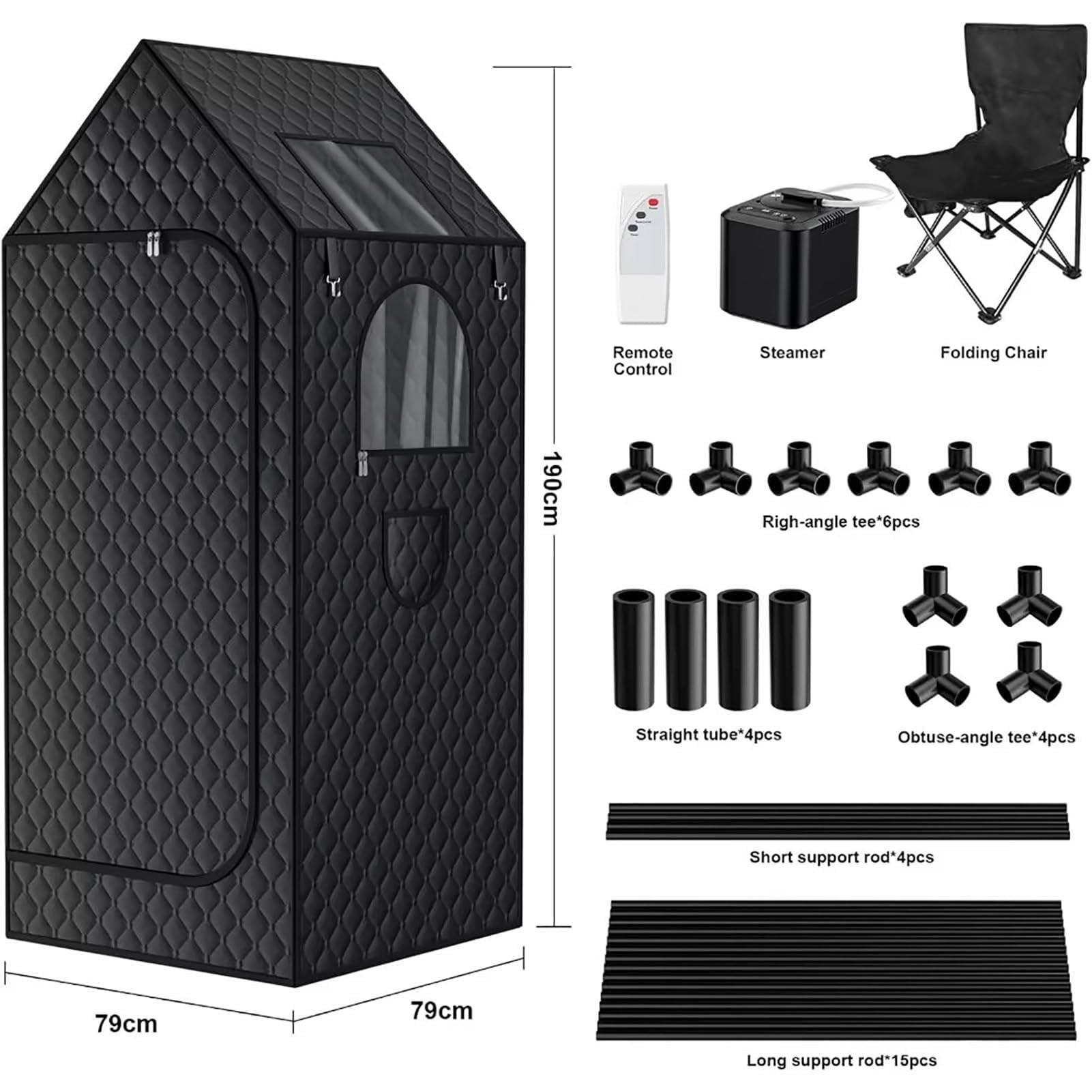 Tragbare Ganzkörpersaunabox, 1000 W Dampfsaunazelt Für Privatgebrauch Mit 3-L-Dampfgerät, 9 Temperaturstufen, Für Spa, Drinnen, Draußen, Fitnessstudio