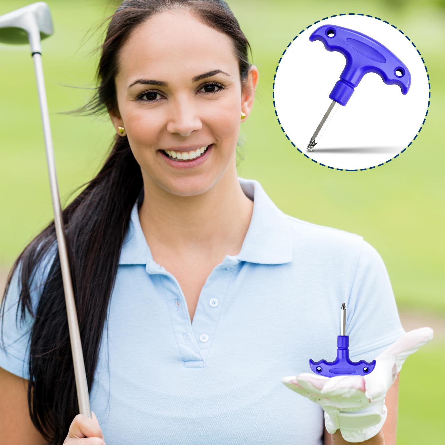 Llave Dinamométrica de Golf Herramienta Ajuste Acero Inoxidable Mango Plástico Llave Púas Accesorio Palos Golf Azul