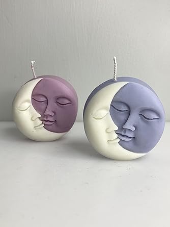 Yellow Petal Moon Face Candles | Valentine Candles | Lavender & Mischeif Scented | Violet & Lilac Color |100% Soy Wax, 80gm Each (Pack of 2)