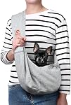 TOMKAS Small Dog Sling Carrier - Suitable for Puppies (Grey, S - Zip Pocket & Adjust Strap)