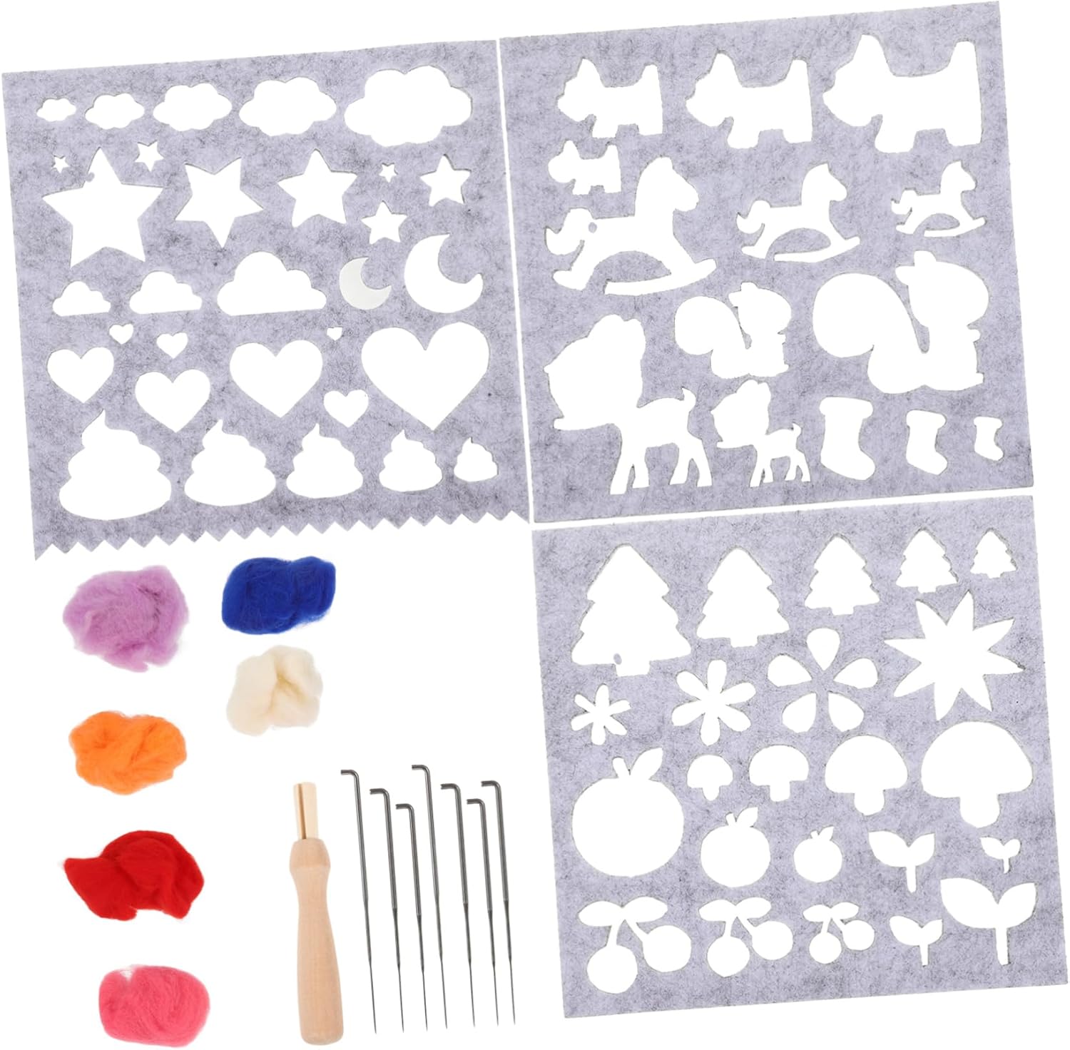 SEWOART Wool Felting Tools Set Storage Box DIY Needle Felting Mold Kit for Crafting Includes and Needles for Applique Projects