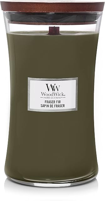 WoodWick Large Hourglass Scented Candle | Fraser Fir | with Crackling Wick | Burn Time: up to 130 Hours