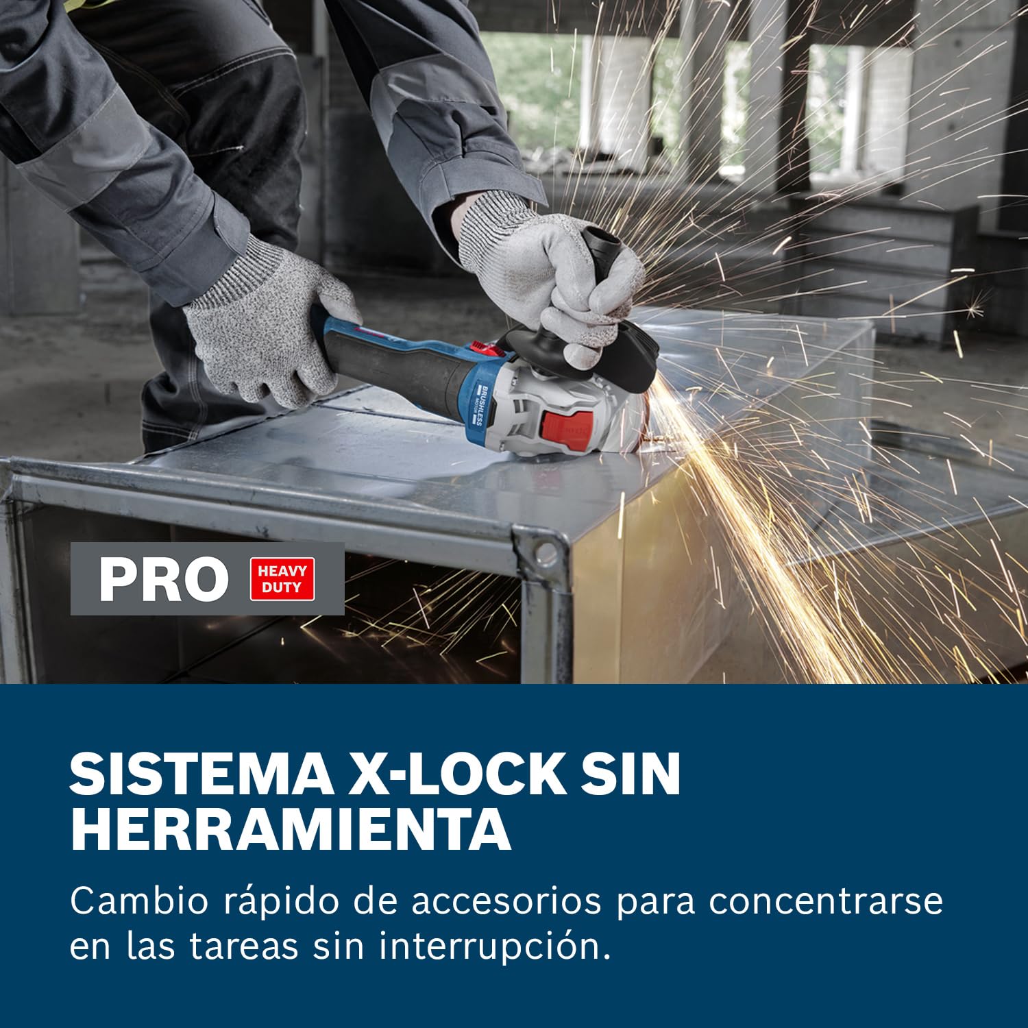 Amoladora angular a batería GWX 18V-8 con Bosch Professional 18V System y X-LOCK (incl. empuñadura auxiliar, cubierta de protección)