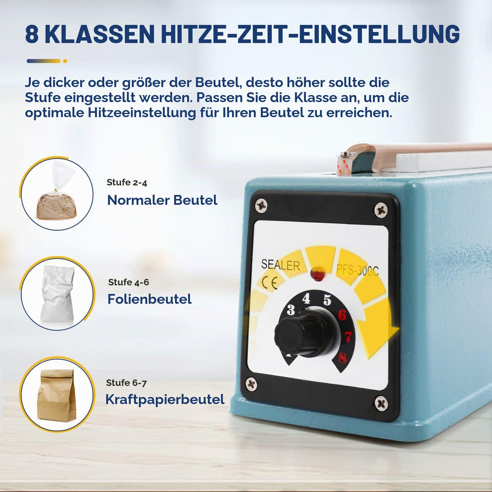 Hanchen Heißsiegelgerät mit Schneider 200mm/7,8 Zoll Heißsiegelmaschine Impulse Heat Sealer 310W für Vliesstoff Mylar Beutel Kraftpapier Beutel Heißsiegelmaterial 220V