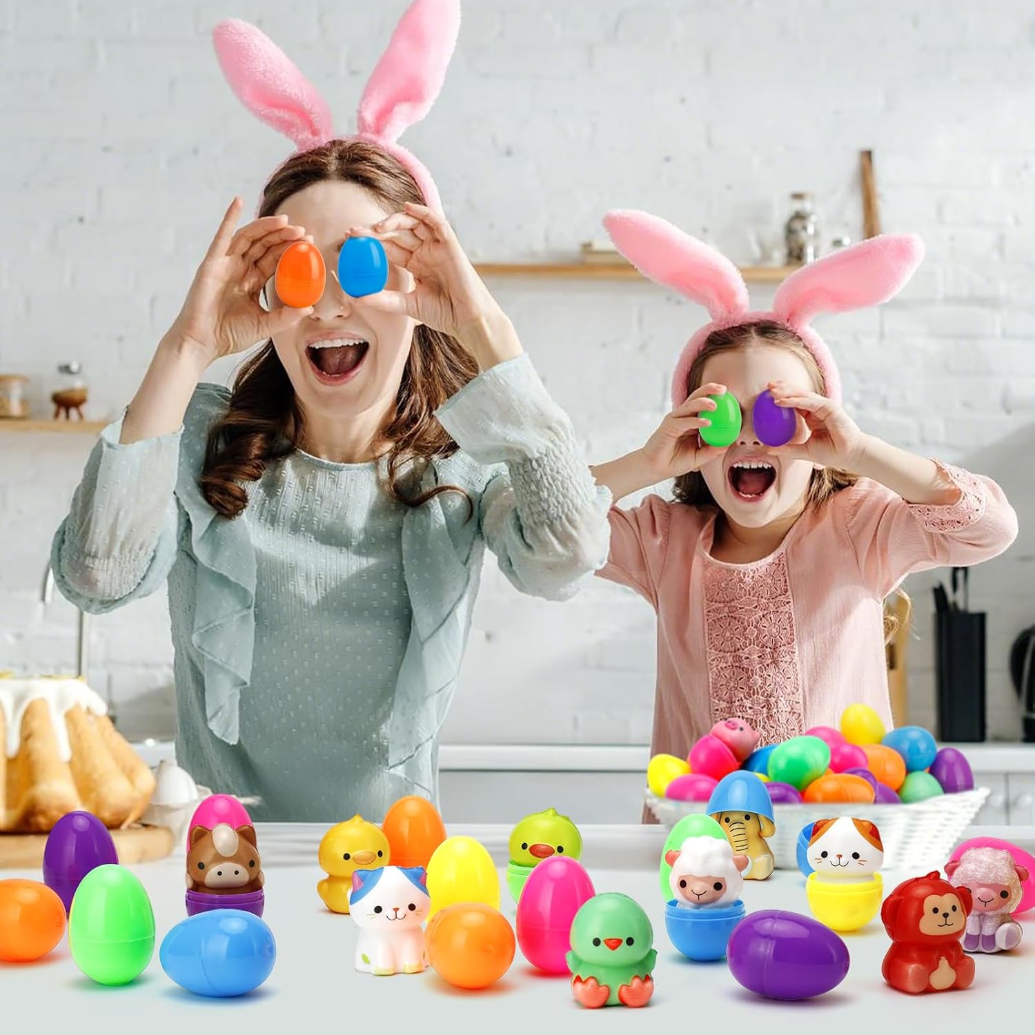 24 Pack Prefilled Easter Eggs with Animals Squishy Animal Toys for Easter Egg Hunt, Easter Basket Stuffers Fillers, Easter Party Favors, Easter Classroom Prize Supplies