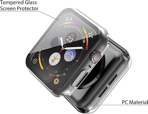 Miniatura 3 de Misxi - Juego de 2 fundas rígidas de policarbonato con protector de pantalla de vidrio templado para Apple Watch Series 456SE de 44 mm, ultrafina,