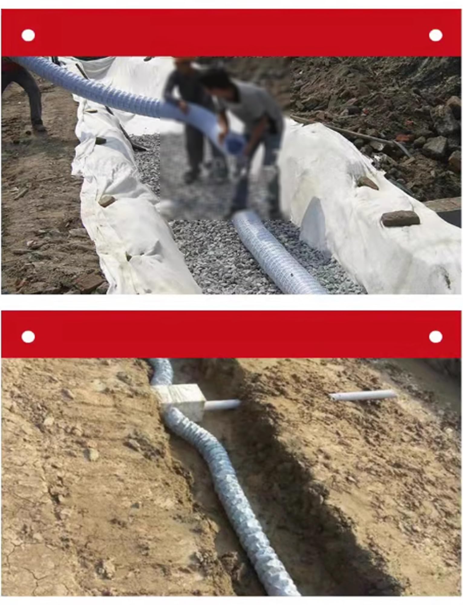 Manguera de drenaje corrugada expandible, tubo de drenaje francés de tela no tejida con alambre de acero, 20 m de longitud para infiltración subterránea.
