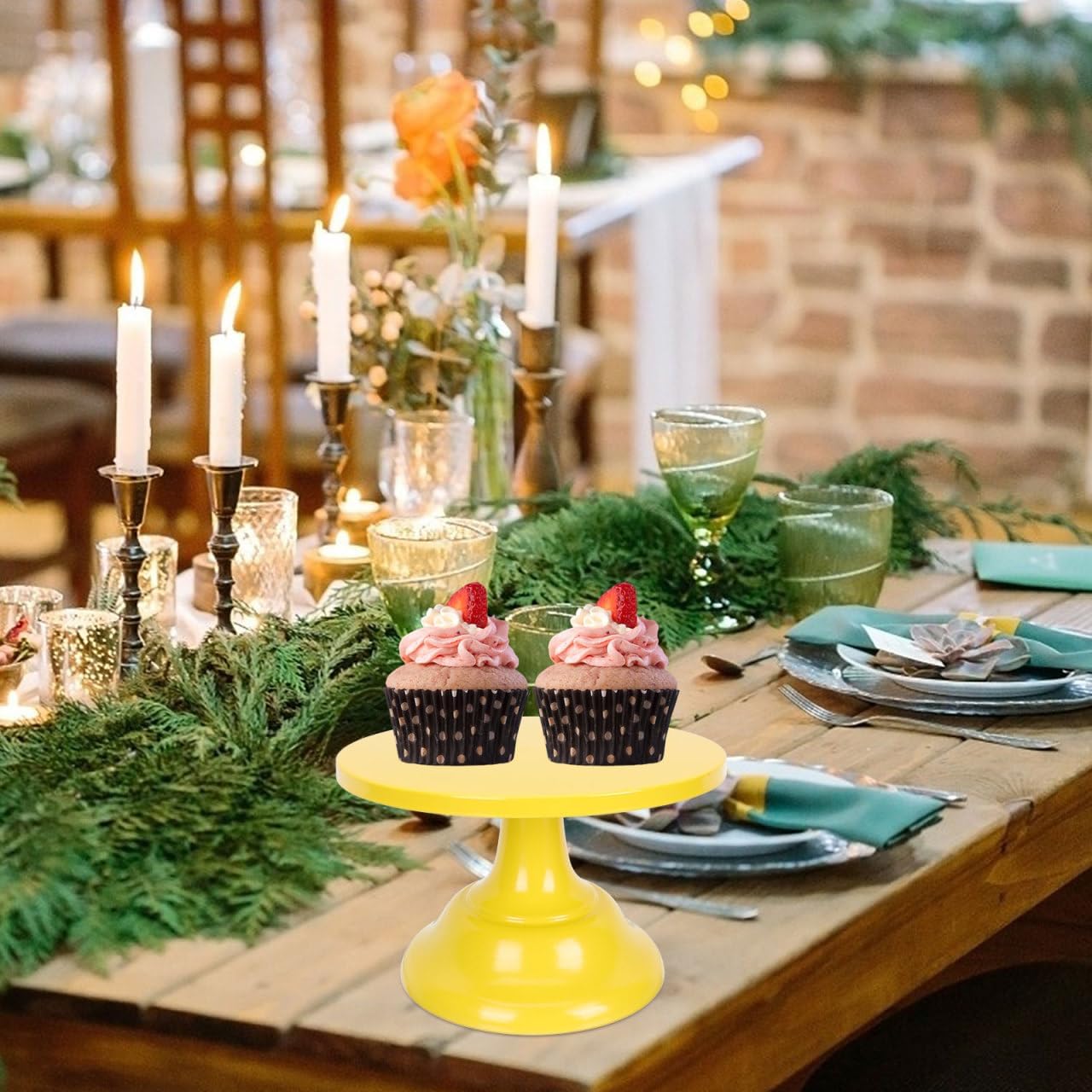 1Pc Cake Stand Round Dessert Display Small Cake Plate Cupcake Holder Serving Tray Celebrations Weddings Parties Versatile Baby Shower Serving Platter Premium 7.87inch