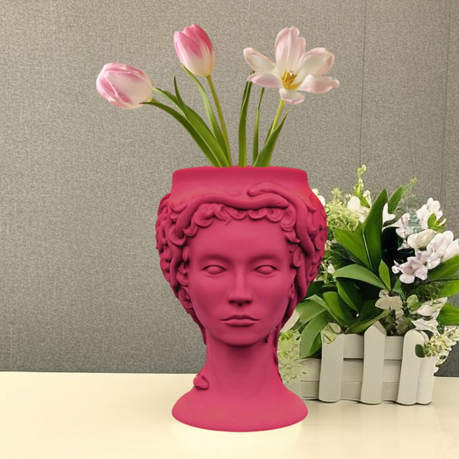 3D Lady Head Vaso da fiori in gesso Stampo in silicone resina epossidica Vaso succulento Portacandele in cemento Stampo portacandele per calcestruzzo resina cementizia
