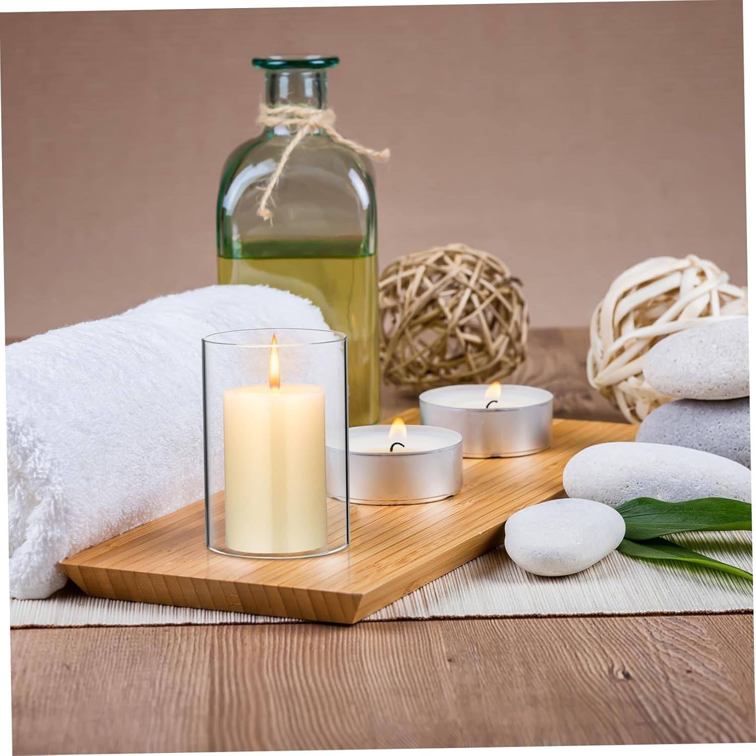 Cabilock Glass Candle Chimney Holder Cylinder Shade for Pillar Candles for Weddings Home Decor and Banquets Practical and Elegant Design