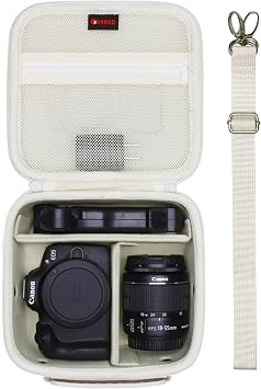 XANAD Hard Camera Case Bag Compatible with Canon EOS Rebel T7/ T100/ R50/ R50 V/RP/ R8/ R6 Mark II/ R7/ R10 DSLR Mirrorless Cameras, for Canon Sony Kodak Panasonic Nikon DSLR Mirrorless Camera, Cream