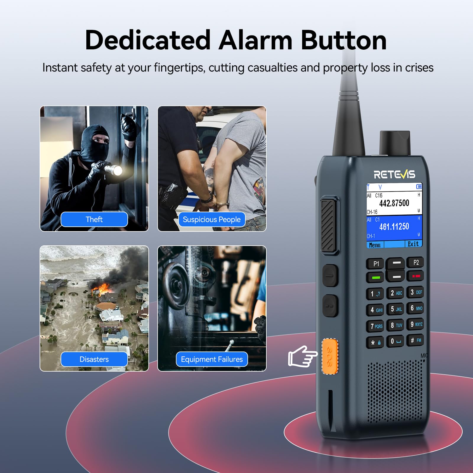 Retevis MateTalk C63 Radiotelefon ze Słuchawką, Zarządzanie Zleceniami Roboczymi – 3 Tryby Połączeń/Wysyłanie SMS-ów, LCD, Dwukierunkowy Radiotelefon do Centrów Handlowych (4 Opakowanie)