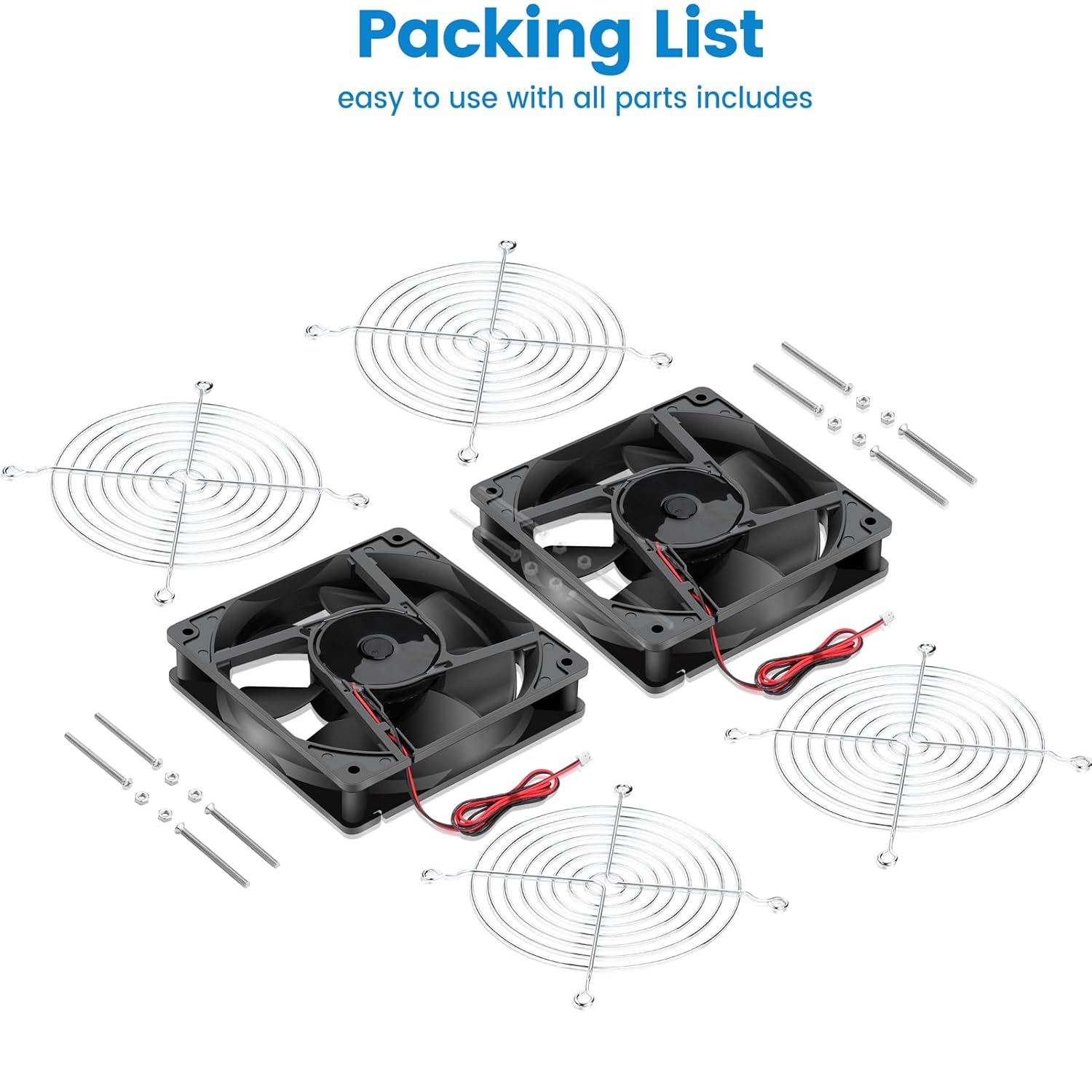 GDSTIME IP68 Waterproof Fan 120mm x 25mm 12V DC Brushless Computer Case Cooling Fan Dual Ball Bearings 2 Pin for RV Fridge Ventilation, 2 Pack