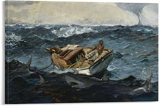 16 Masterpieces by Winslow Homer - The Gulf Stream by Winslow Homer Canvas Art Poster and Wall Art Picture Print Modern Family Bedroom Decor Posters 12x18inch(30x45cm)