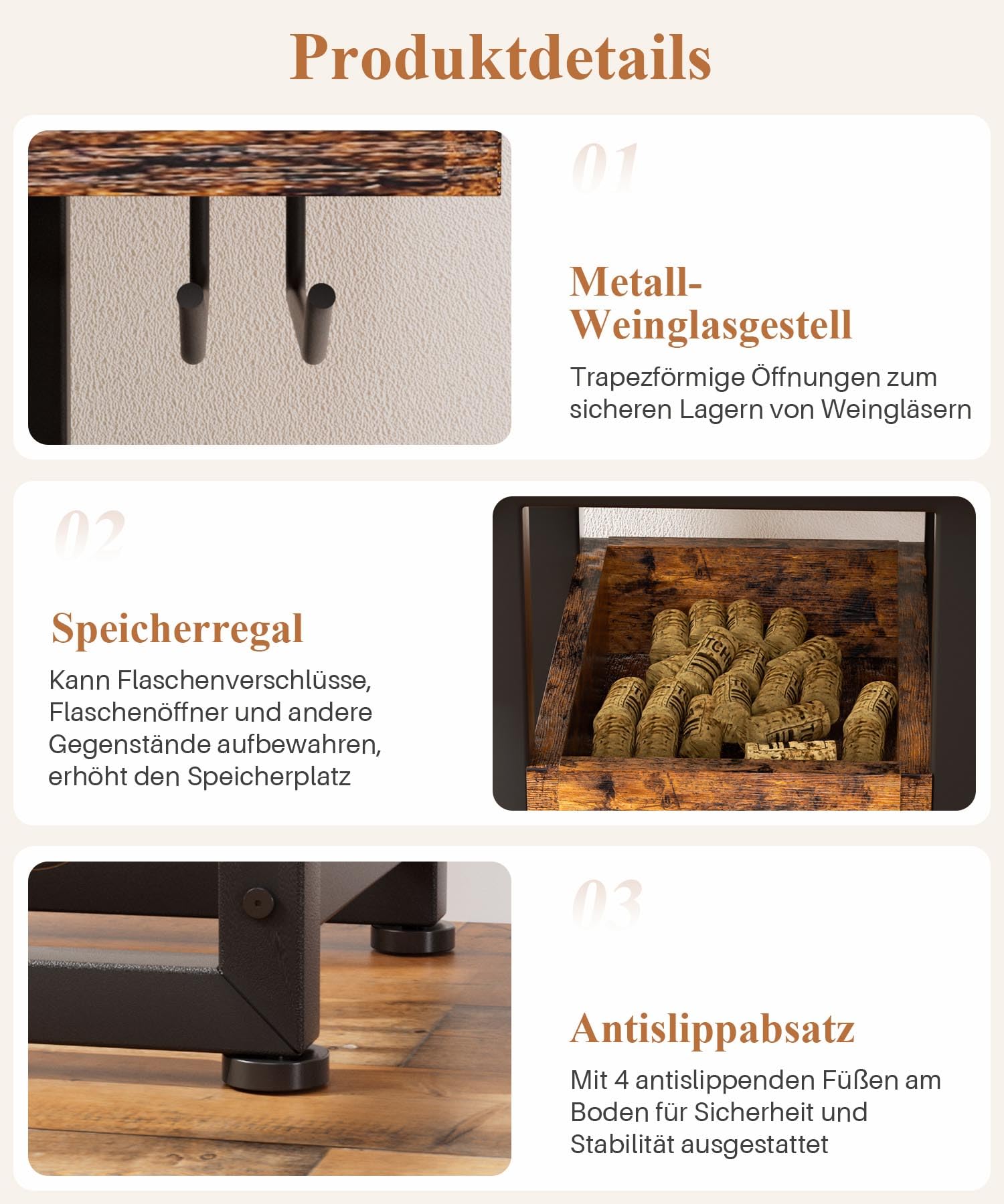 Yorbay Weinregal freistehend 15 Flaschen, Flaschenregal mit Glashaltern, Dekorativer Flaschenhalter-Ständer für Küche, Bar, Esszimmer, Boden