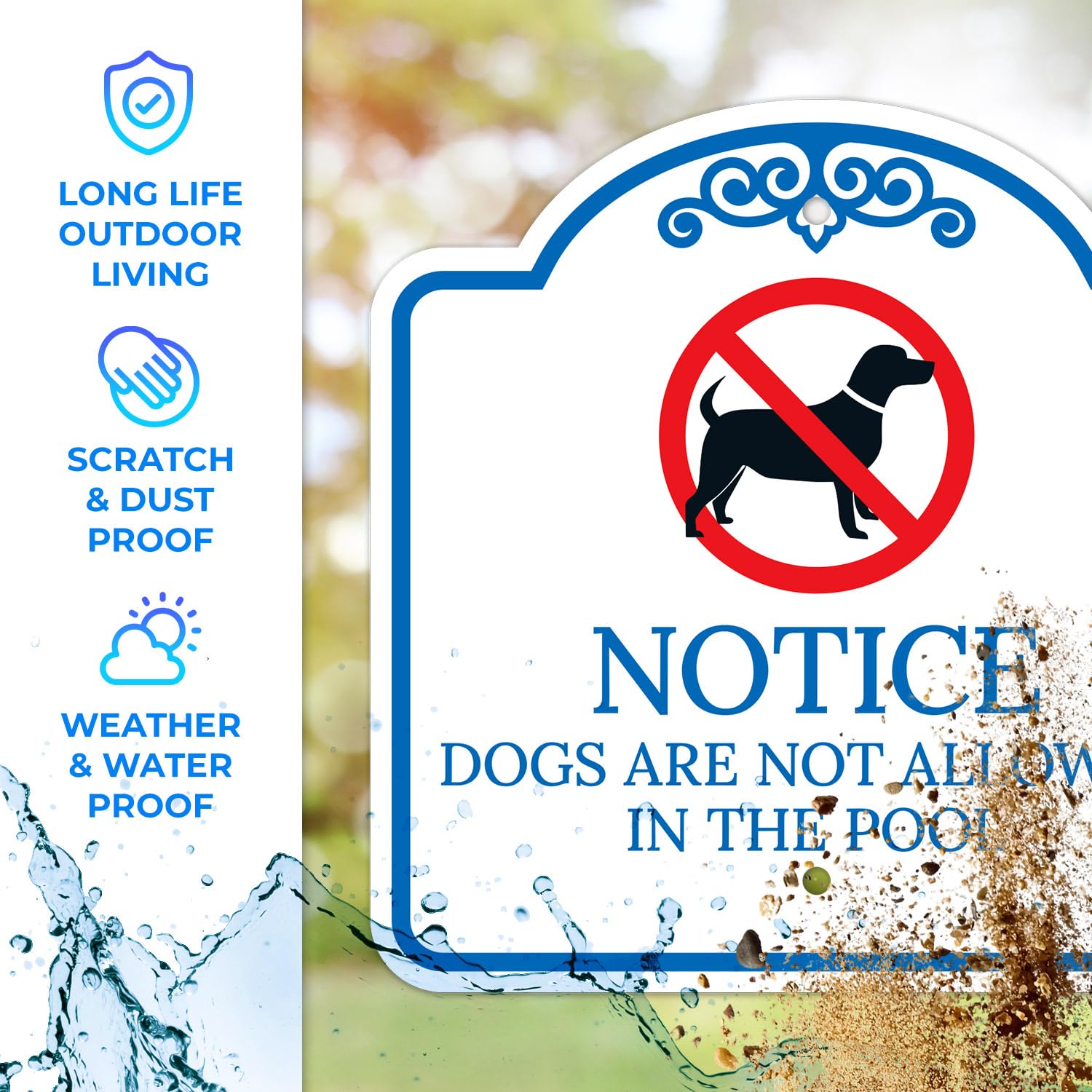 Notice Dogs are Not Allowed in The Pool Sign, 18x18 Inches, ACM, Fade Resistant, Made in USA by Sigo Signs