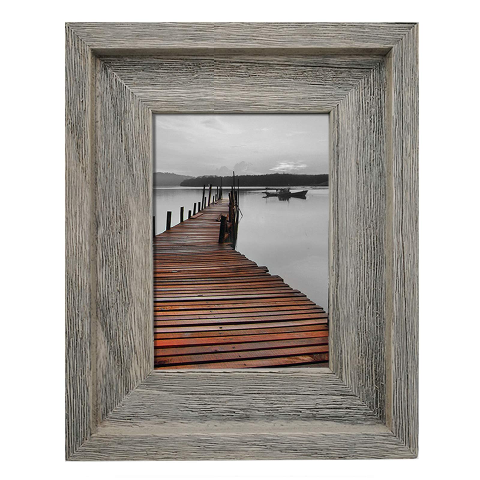Eosglac 4x6 Rustic Picture Frame, Farmhouse Photo Frame for Wall and Tabletop Display, Weathered Gray