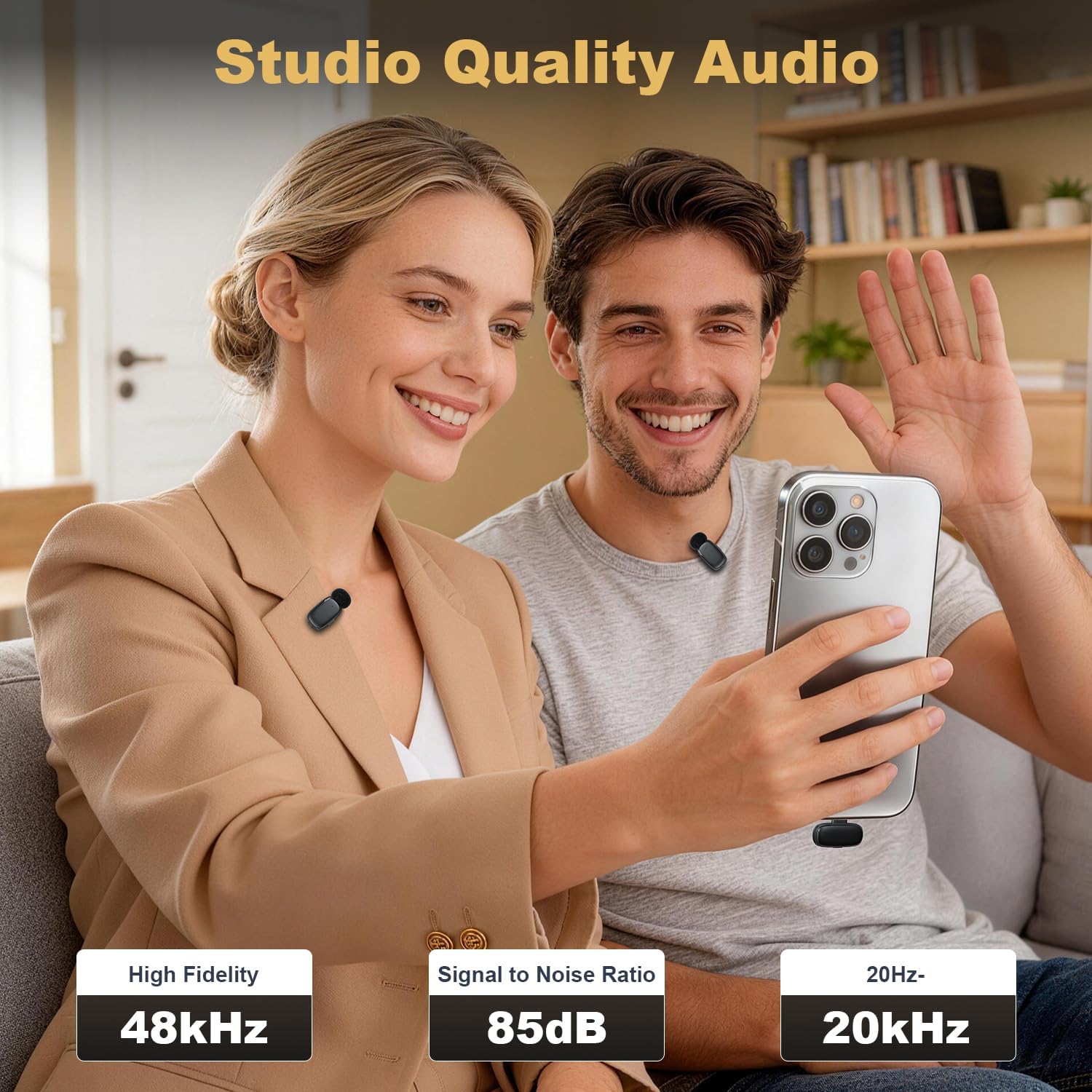 Wireless Lavalier Mini Microphone for iPhone ipad Android, 30H Long Battery Life, 100FT Wireless Range, Noise Cancellation, Plug & Play for Vlogging, Video Recording, Podcast, YouTube, TikTok