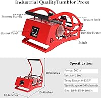 Vista 3 de Máquina de prensa de calor para vasos, prensa de calor de 20 onzas, sublimación para sublimación recta y delgada de 11 oz, 15 onzas, 16 onzas, 20