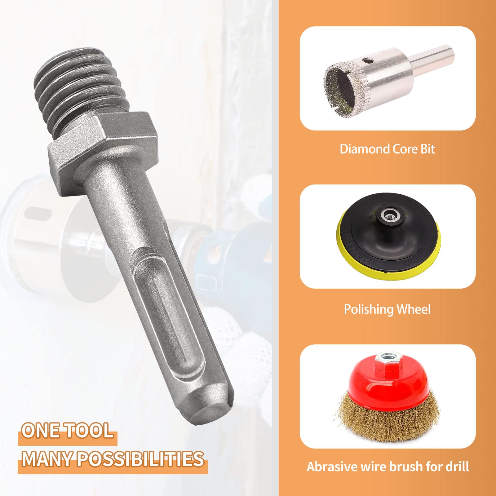 cprosp 2x M14 Adattatore per Trapano Diamantato, SDS Plus e Triangle Esagonali