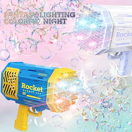 Miniatura 2 de Ba zooka - Pistola de burbujas de 69 agujeros, ametralladora de burbujas de cohete, lanzador de Gatling para adultos y niños, juguetes geniales,