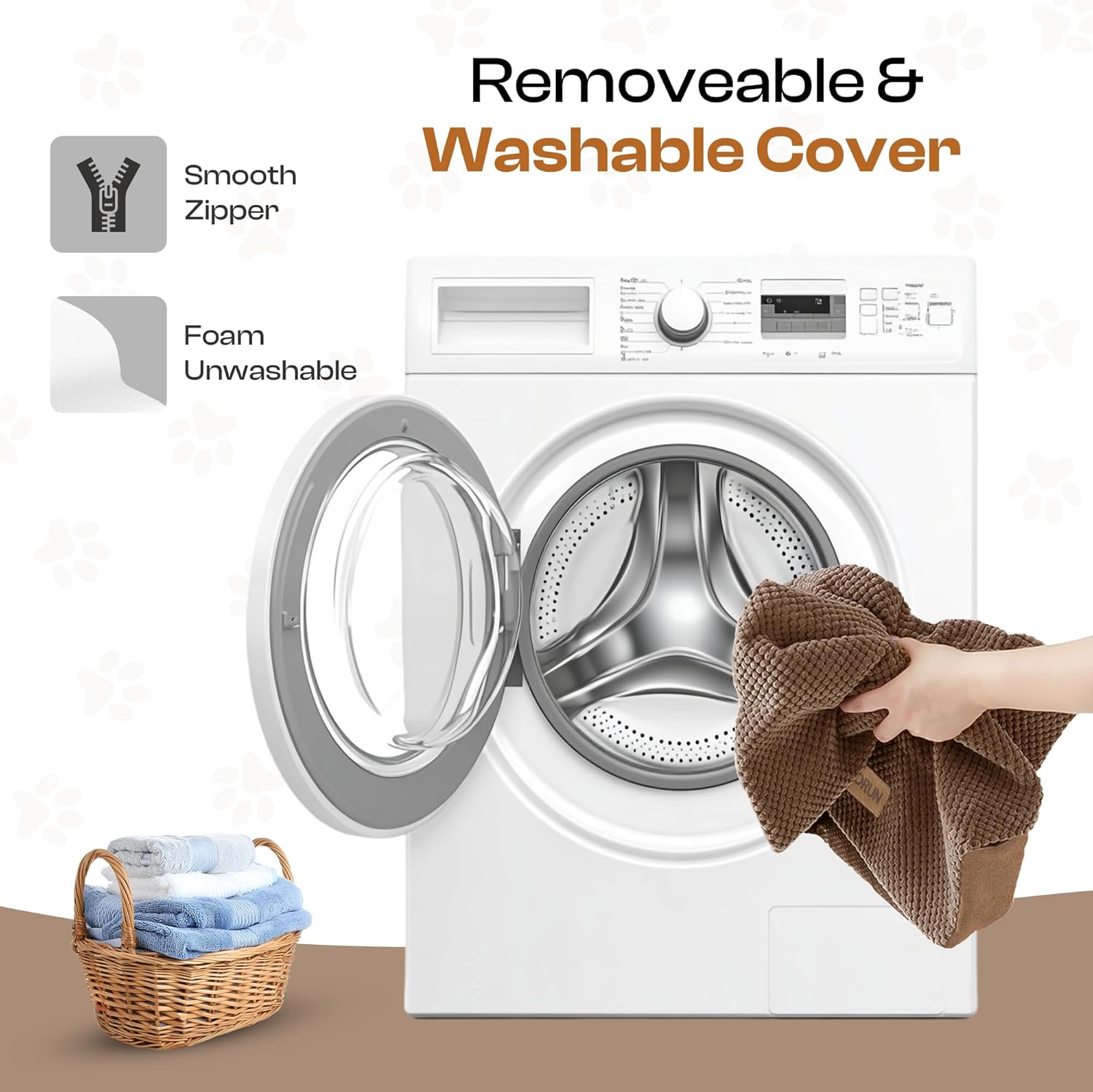 Extra Wide Dog Stairs for Large Dogs Up to 80lbs, 25" Pet Steps for High Bed with Washable Cover, 5-Step Foam Bed & Couch Ladder for Small Medium Dogs & Senior Cat, Coffee