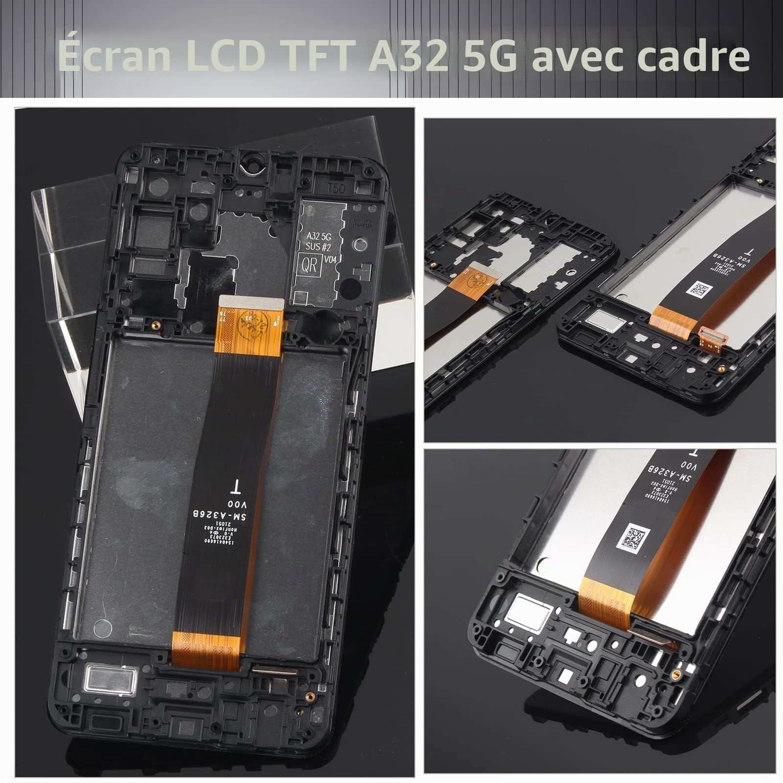 Noir Écran LCD Complet avec châssis pour Samsung Galaxy A32 5G SM-A326B ecran LCD Remplacement, ecran Telephone pour A32 5G Écran Tactile de Rechange 6.5'' avec Outil + Verre trempé