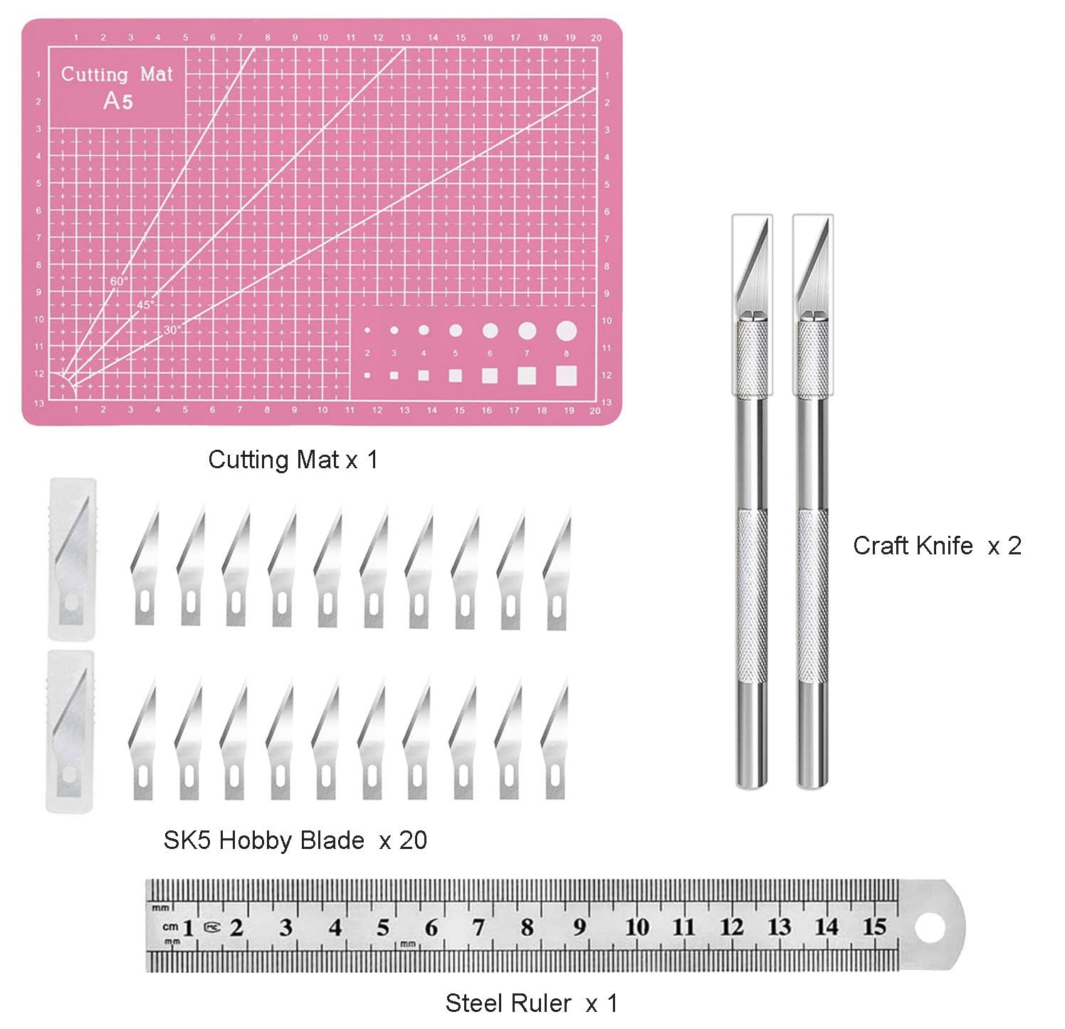 Kit de cuchillos de precisión para manualidades con 2 cuchillos exactos y 20 cuchillas exactas para cortar trabajos de arte, pasatiempos, álbumes de recortes, plantilla (rosa)