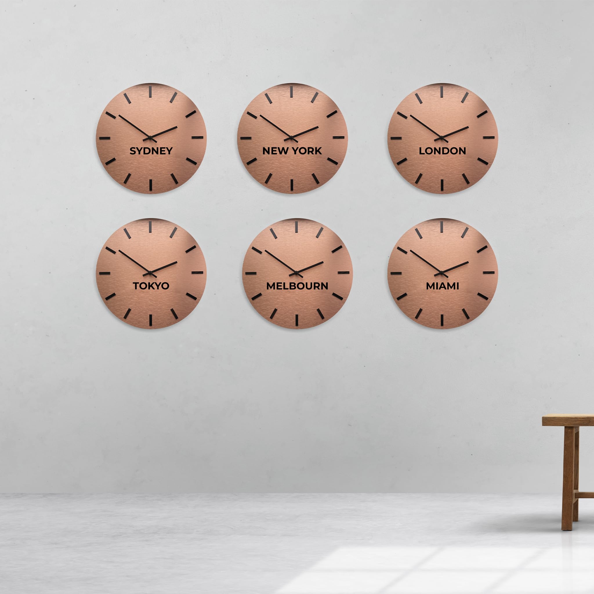 Bronzo Orologio da Parete Personalizzabile con Fusi Orari Globali - Elegante Display Multi-Città per Hall di Hotel e Case Inaugurazioni e Professionisti