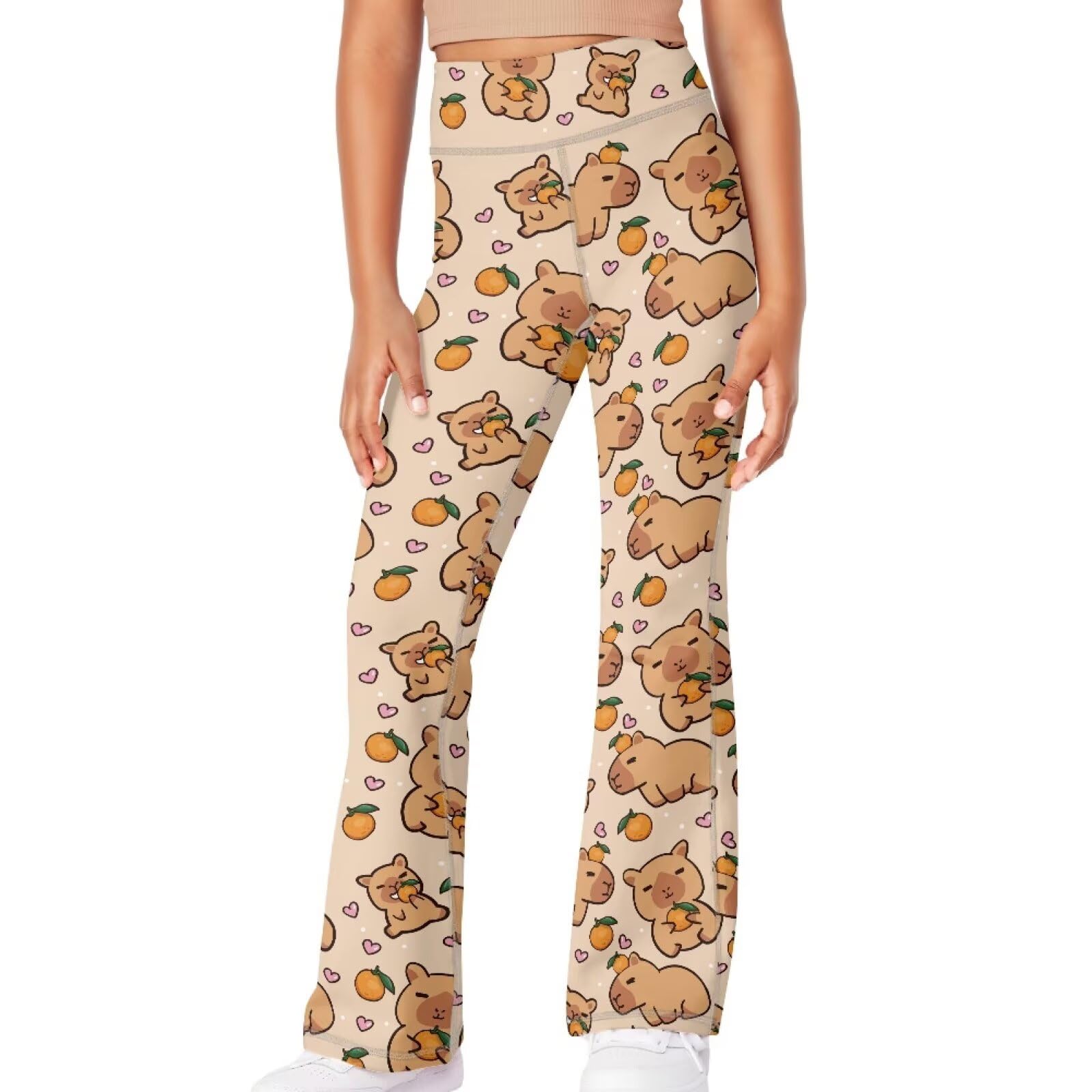 Girls Leggings Floral Print High-Waisted Flared Pants 5-14 Years