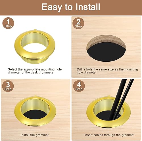 Miniatura 4 de uxcell 4 ojales de escritorio de nailon de 1.38 pulgadas (1.378 in), cubierta de agujero para cable de plástico, organizador de cables para gabinete