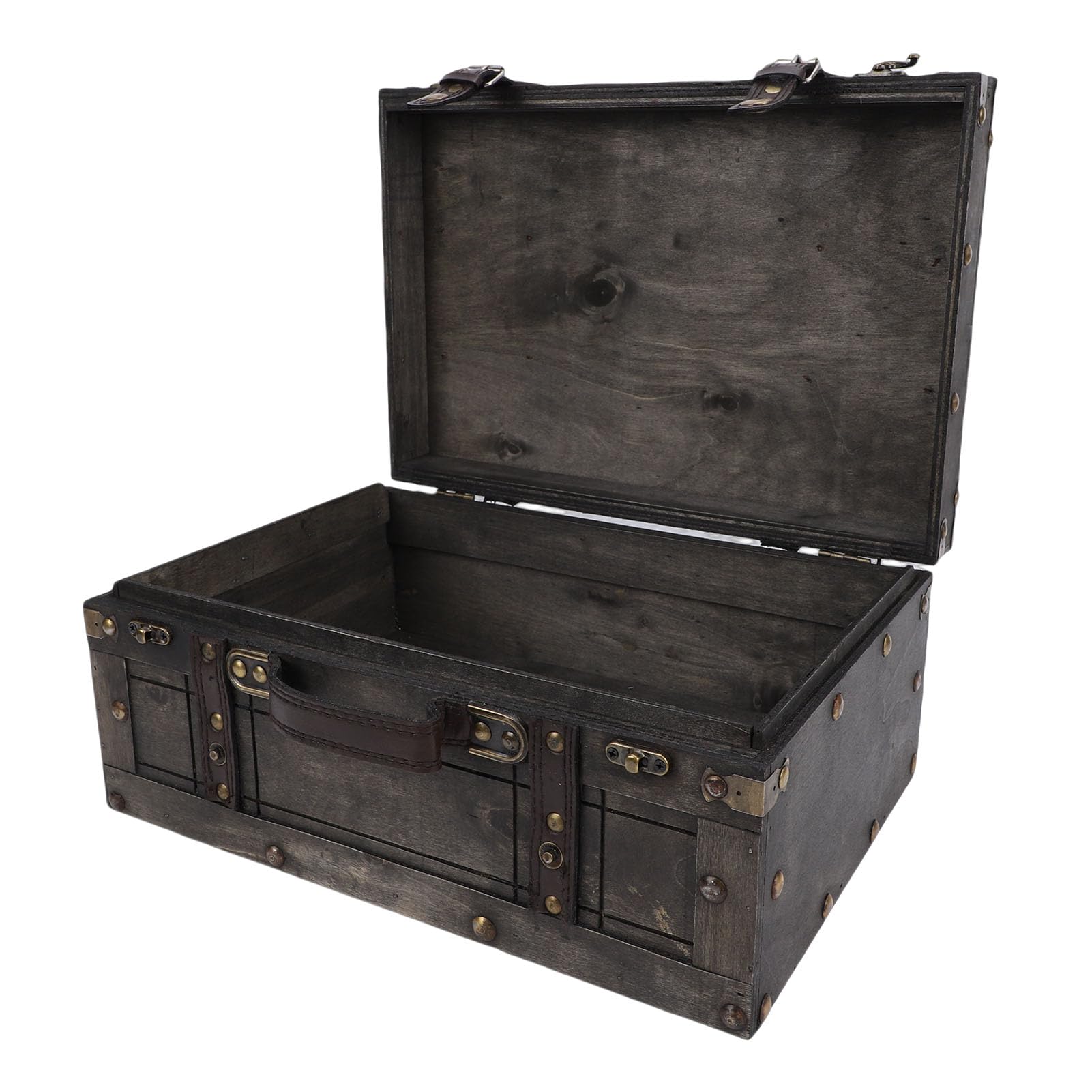 Hamwesh Kufer do Przechowywania w Stylu Vintage, Antyczna Walizka o Wymiarach 13,6 X 9,4 X 6,1 Cala, Antyczna Walizka w Stylu Vintage, Drewniana Skrzynia z Pokrywami na Zawiasach i Uchwyt ze