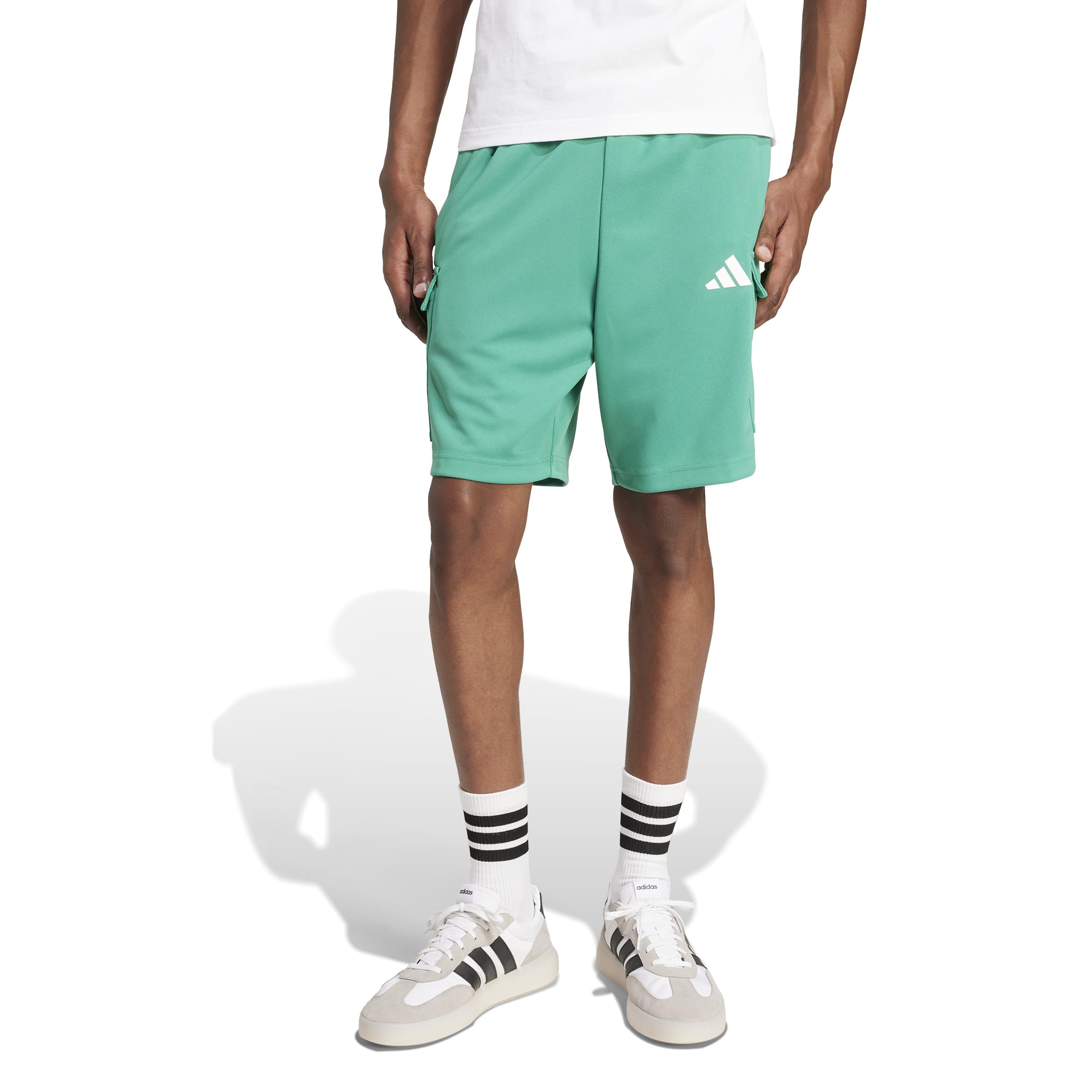Adidas Men's Tiro Cargo Shorts, Semi Court Green/White, Large