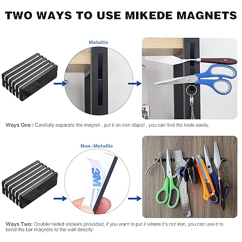 Miniatura 7 de MIKEDE Paquete de 25 imanes de barra de neodimio, imanes fuertes de tierras raras con adhesivo de doble cara, potente imán rectangular de neodimio