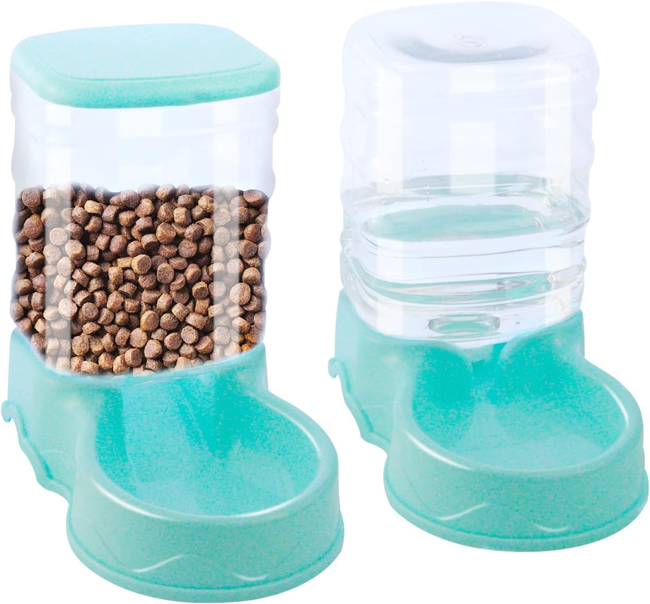 2 Pack Automatic Cat Feeder and Water Dispenser Self Feeding Replenish Eating Bowl Storage Container for Cats Small Dogs Pets Gravity Feeder and Waterer Set Dog Cat Pet Food Bowl 3.5 L
