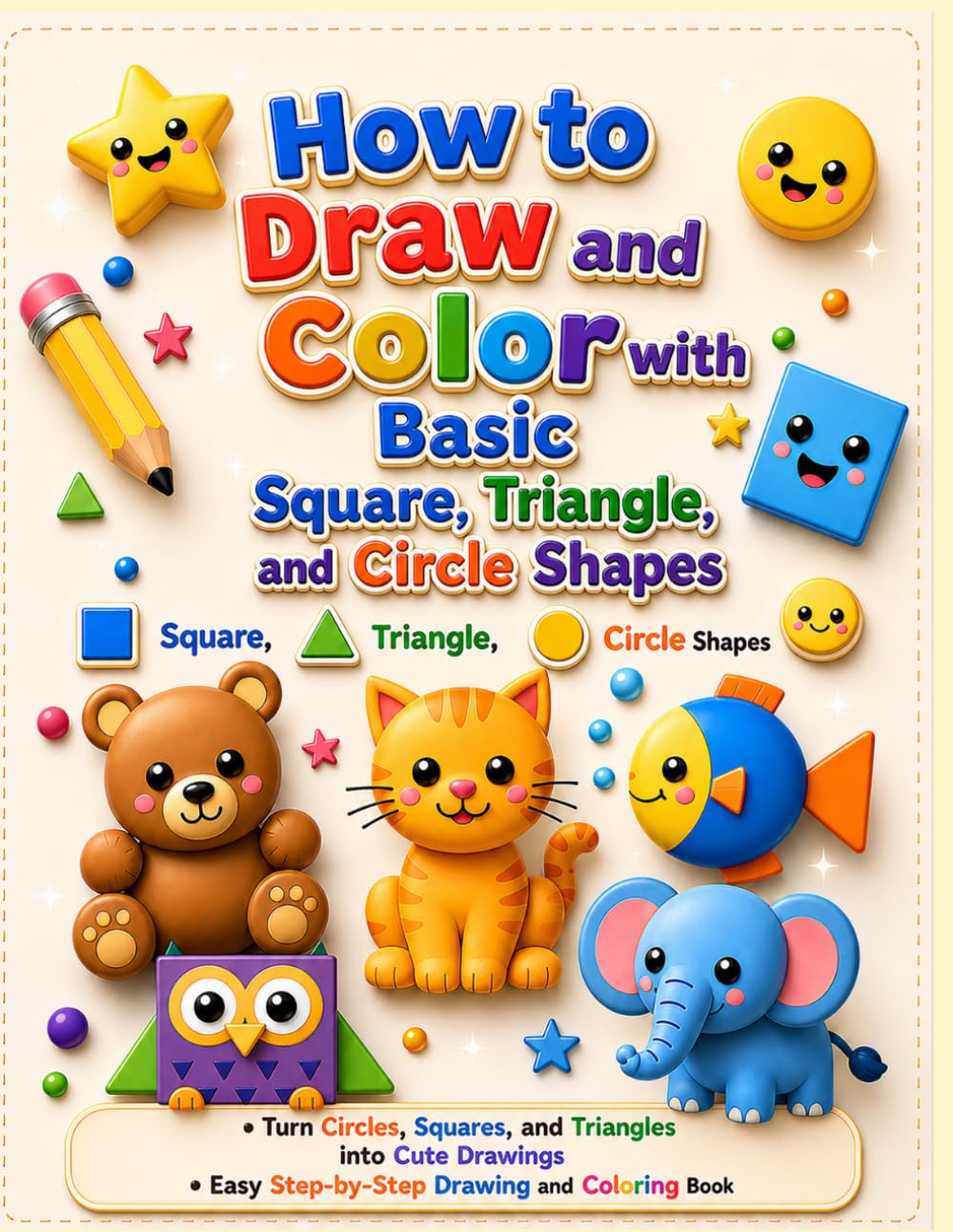 How To Draw And Color With Of Squares, Triangles and Circles: Turn Circles, Squares, and Triangles into Cute Drawings, Easy Step-by-Step Drawing and Coloring Book