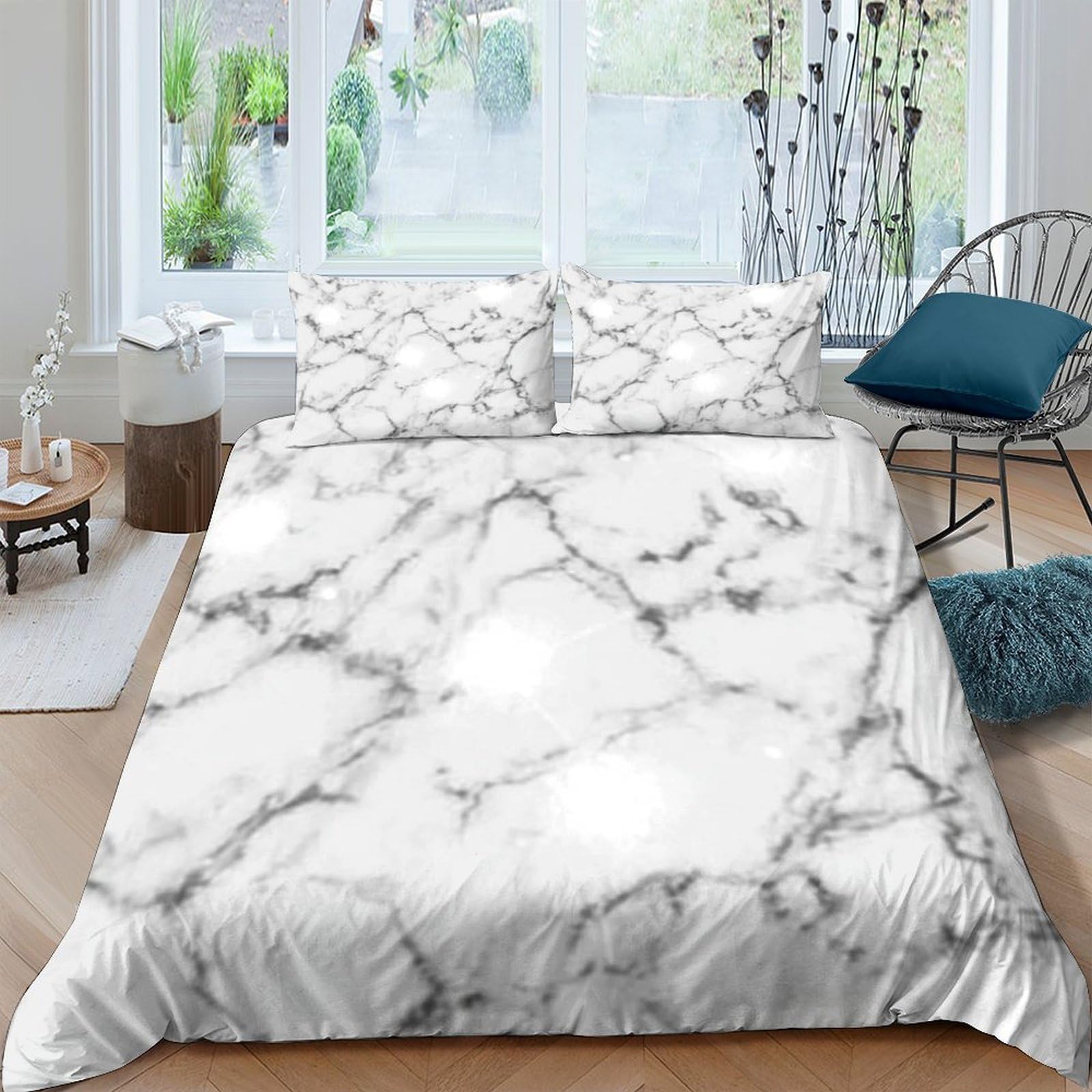Ctjqhvkz Style-1 3D Printed Marble Pattern Fitted Sheet Microfiber Anti-Slip Bed Cover Bedroom Decor Dustproof Machine Washable Single（135X200cm）